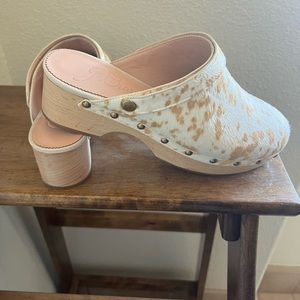 J Crew calf hair clogs